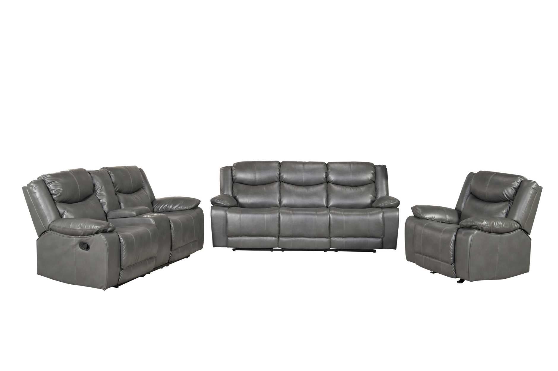 Caledon Reclining Collection Grey Leather Airehyde-Match Upholstery 99922