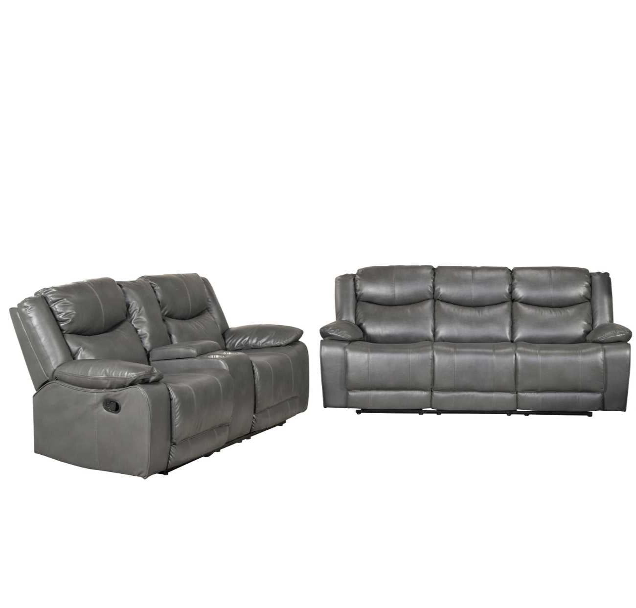 Caledon Reclining Collection Grey Leather Airehyde-Match Upholstery 99922