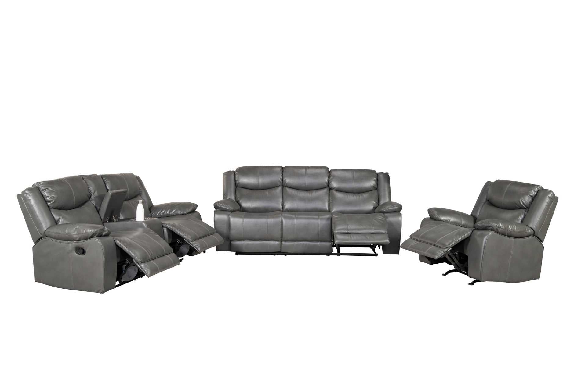 Caledon Reclining Collection Grey Leather Airehyde-Match Upholstery 99922