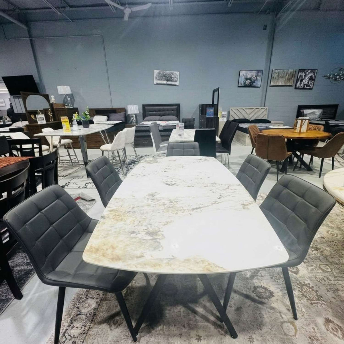 Callista Sintered Stone Dining Set with Grey Chairs