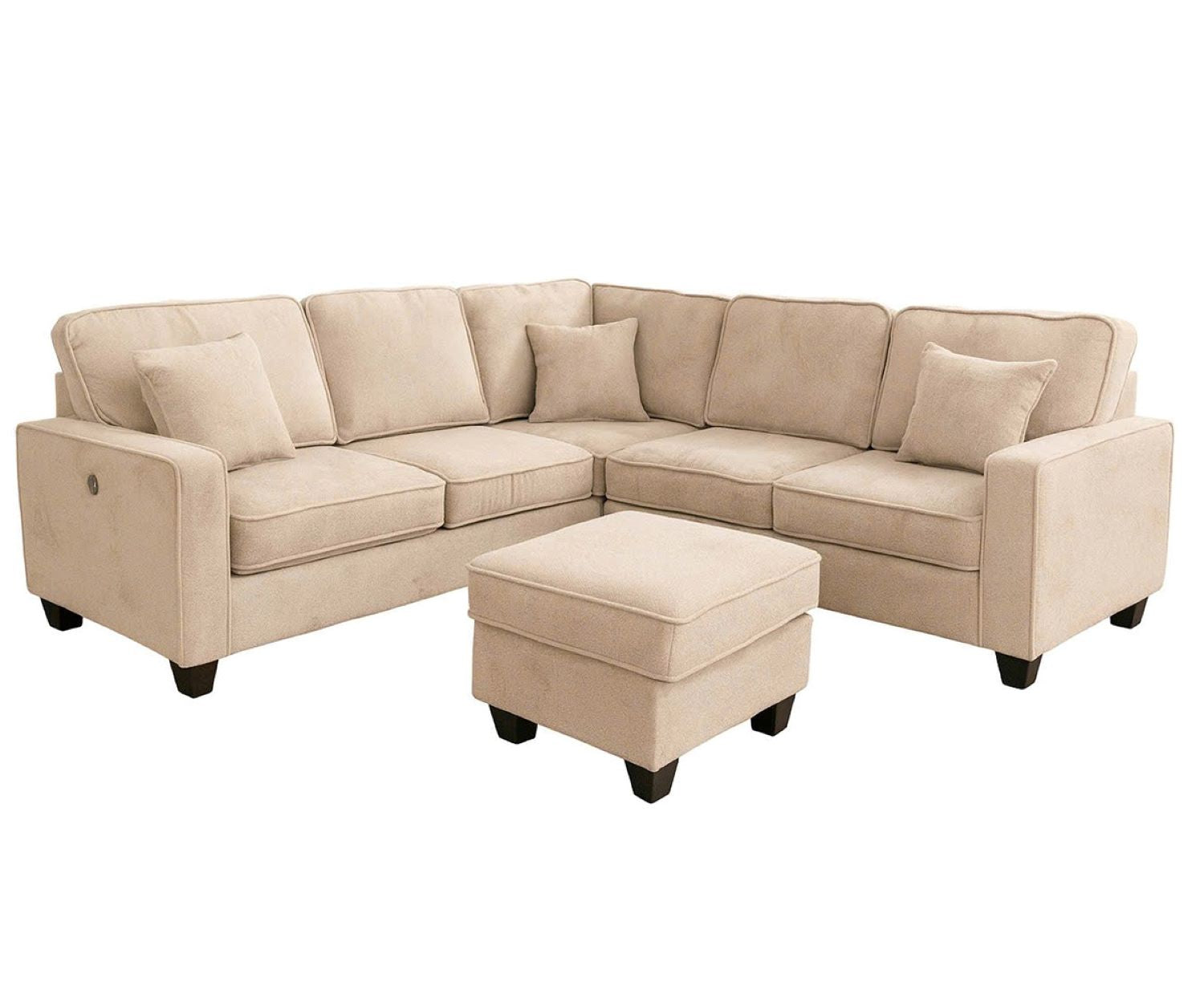 Cameron Toscana Grey Fabric Sectional with Ottoman & Built-in USB 60046