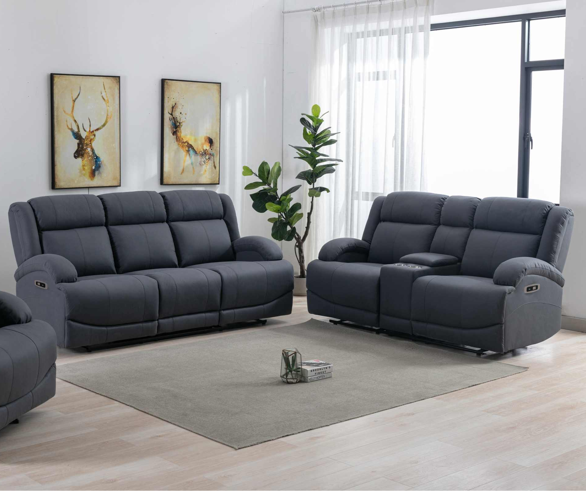 Camryn II Blue Soft Polished Microfiber Fabric Power Recliner Set 99207P-BLU