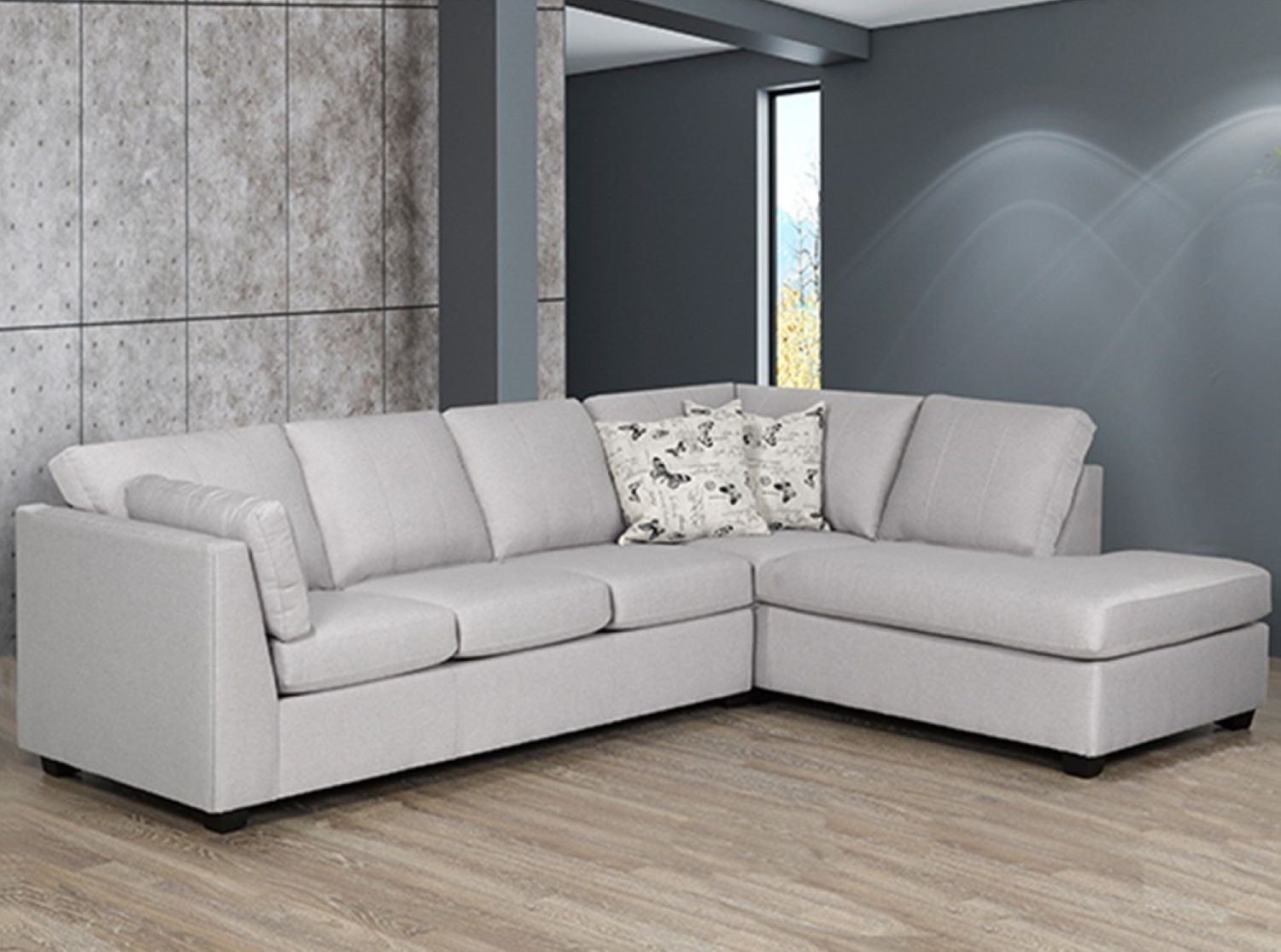 Canadian Made Stanley Darwin Slate Fabric Sectional Sofa 9830