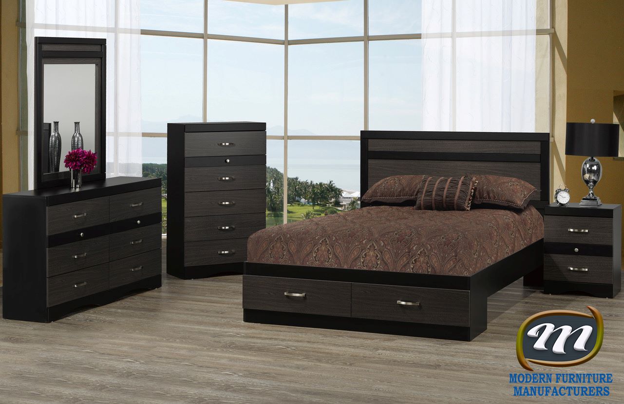 Canadian Made 6pc Bedroom Set Black/Tuxedo A9
