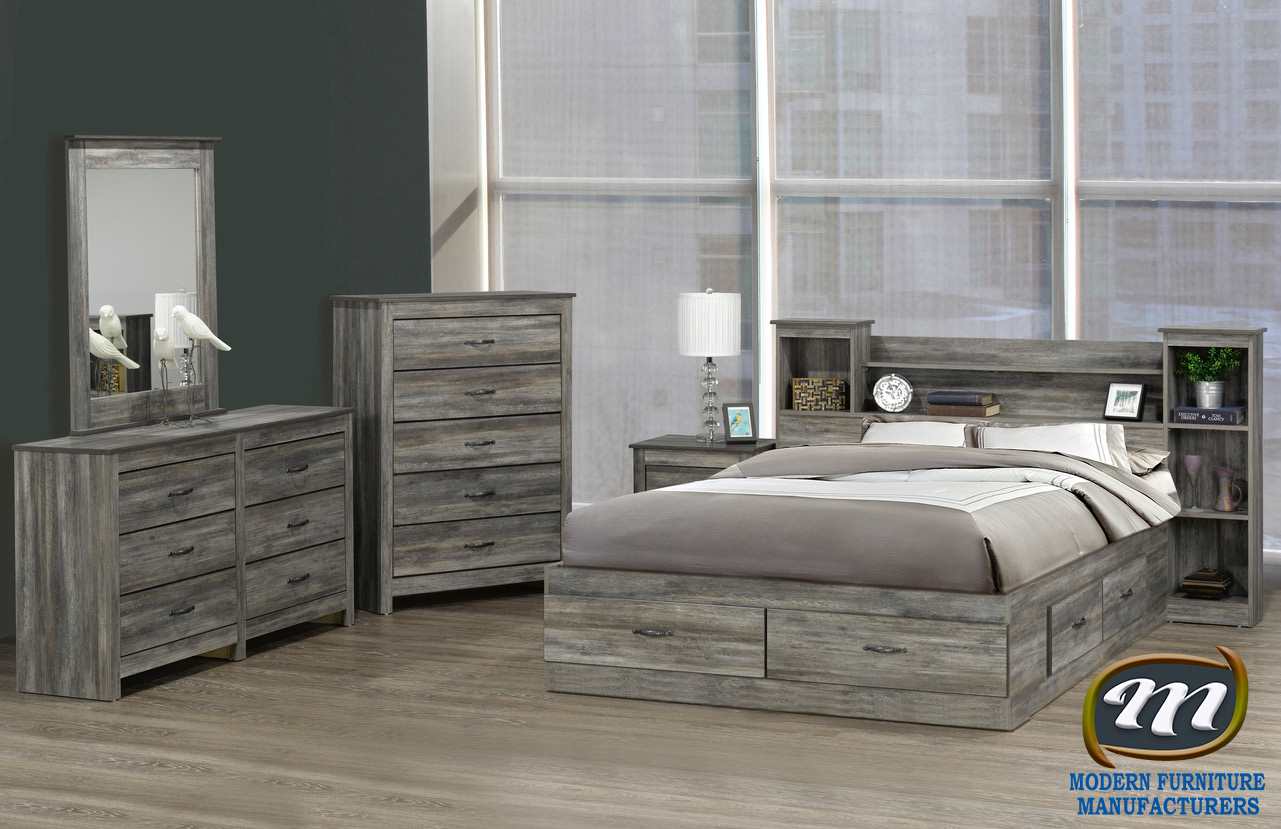 Canadian Made 6PC Bedroom Set Suede Grey 6730