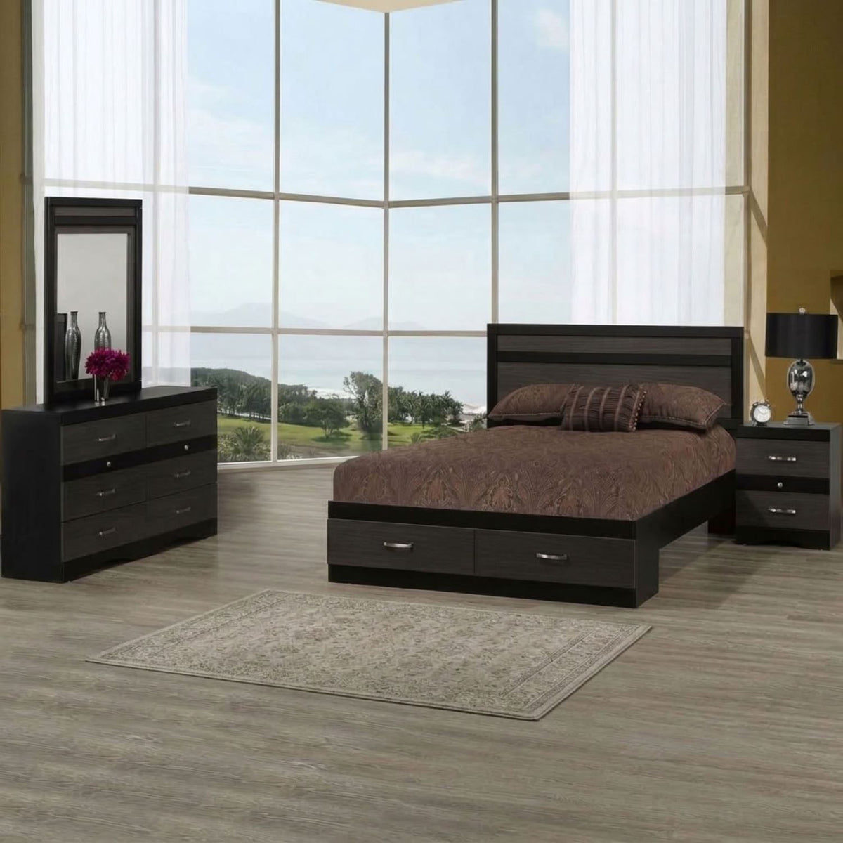 Canadian Made 6pc Bedroom Set Black/Tuxedo A9