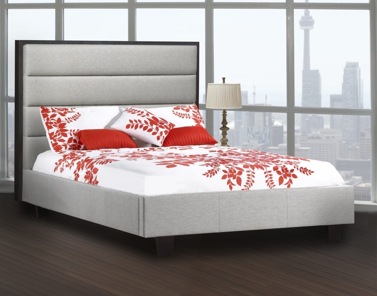 Canadian Made Platform Bed With Lofty Tufted Panels Grey R 158