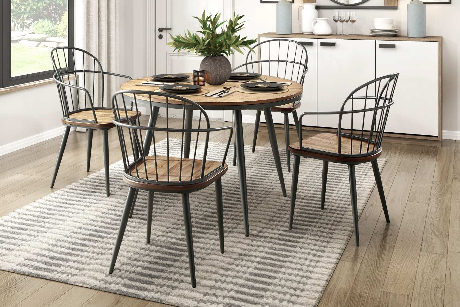 Canton 5pc Wooden Round Dining Set 6031