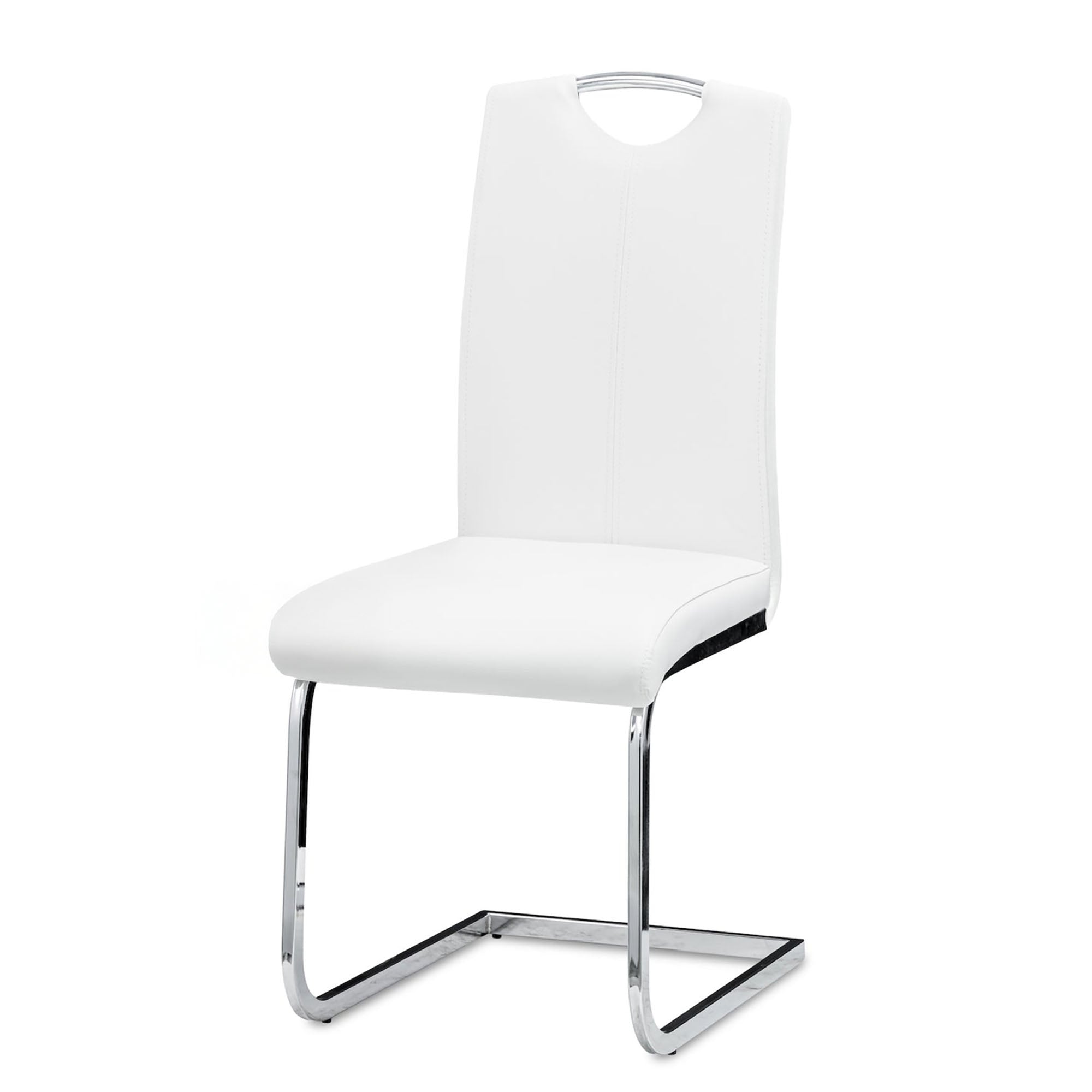 Carina White Dining Chair with Silver Handle - Set of 4