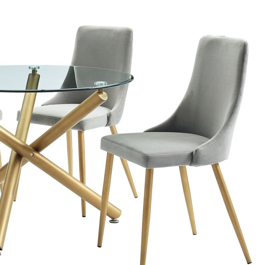 Carmilla 5pc Dining Set, Gold/Grey