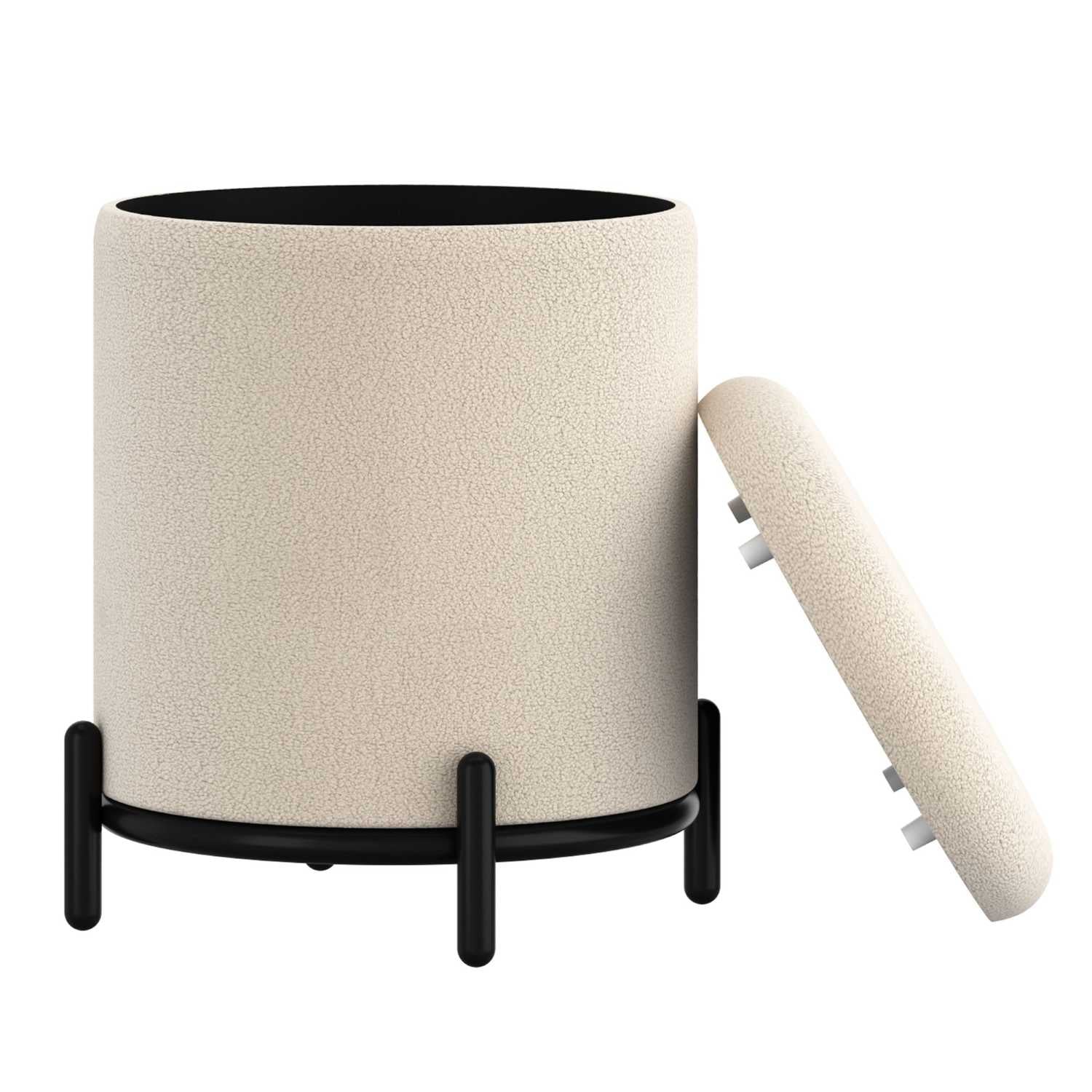 Castor Storage Ottoman in Cream Boucle 402-883CM