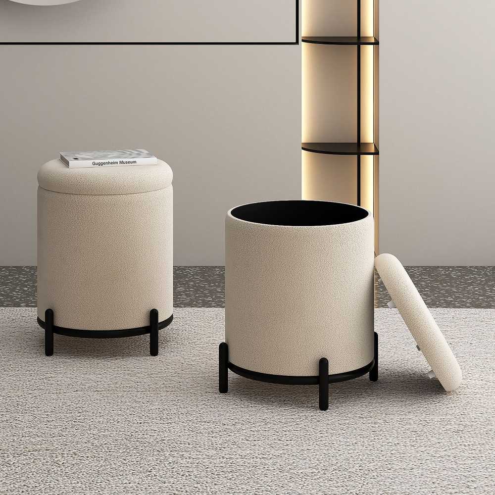 Castor Storage Ottoman in Cream Boucle 402-883CM