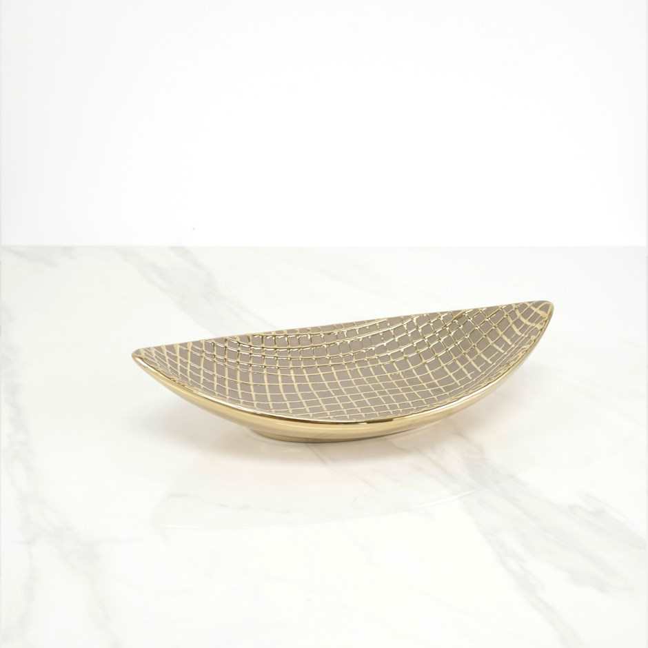 Ceramic Gold Deco Leaf Plate