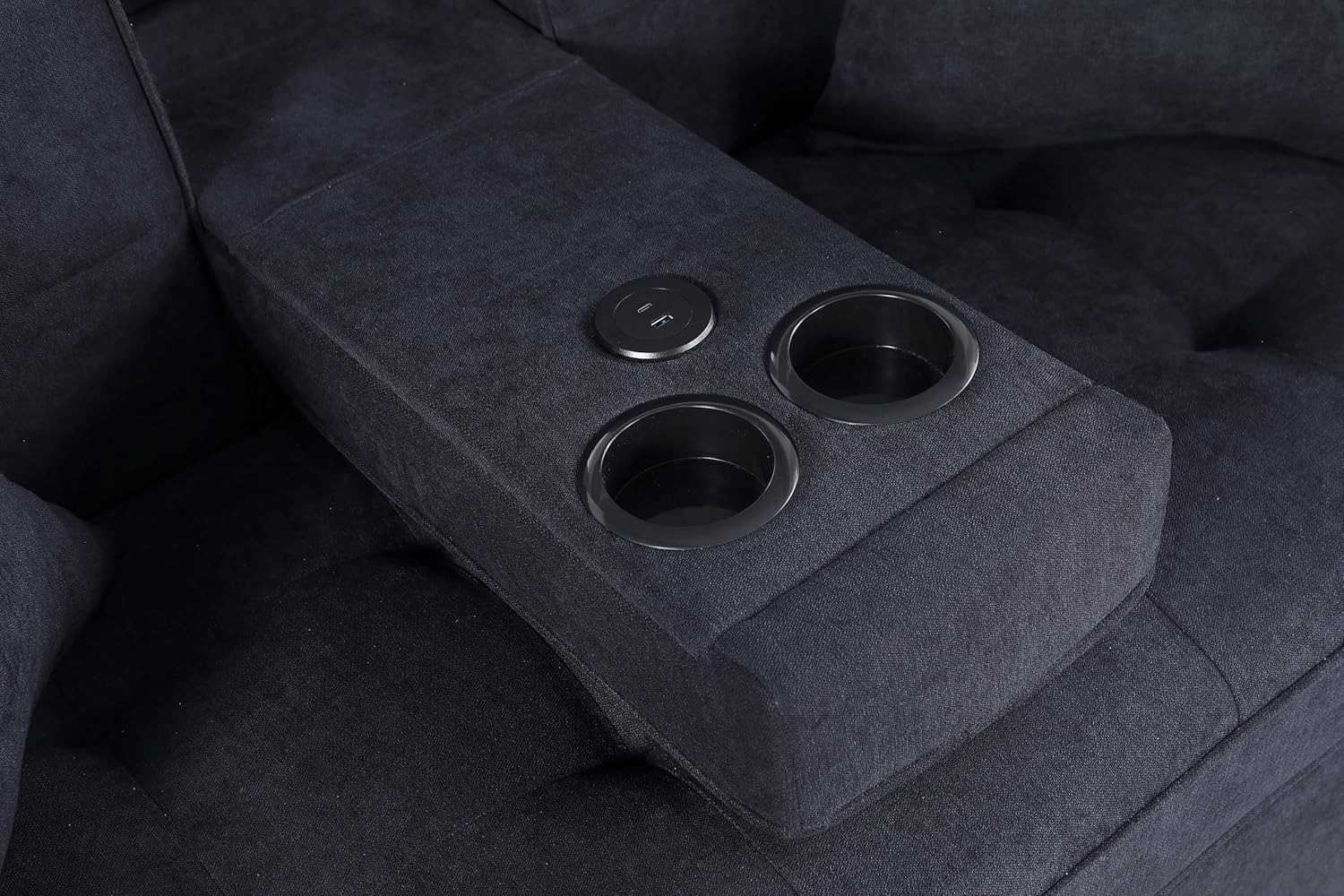 Chase Dark Grey Pull Out Sofa Bed With USB Ports & Cup Holders