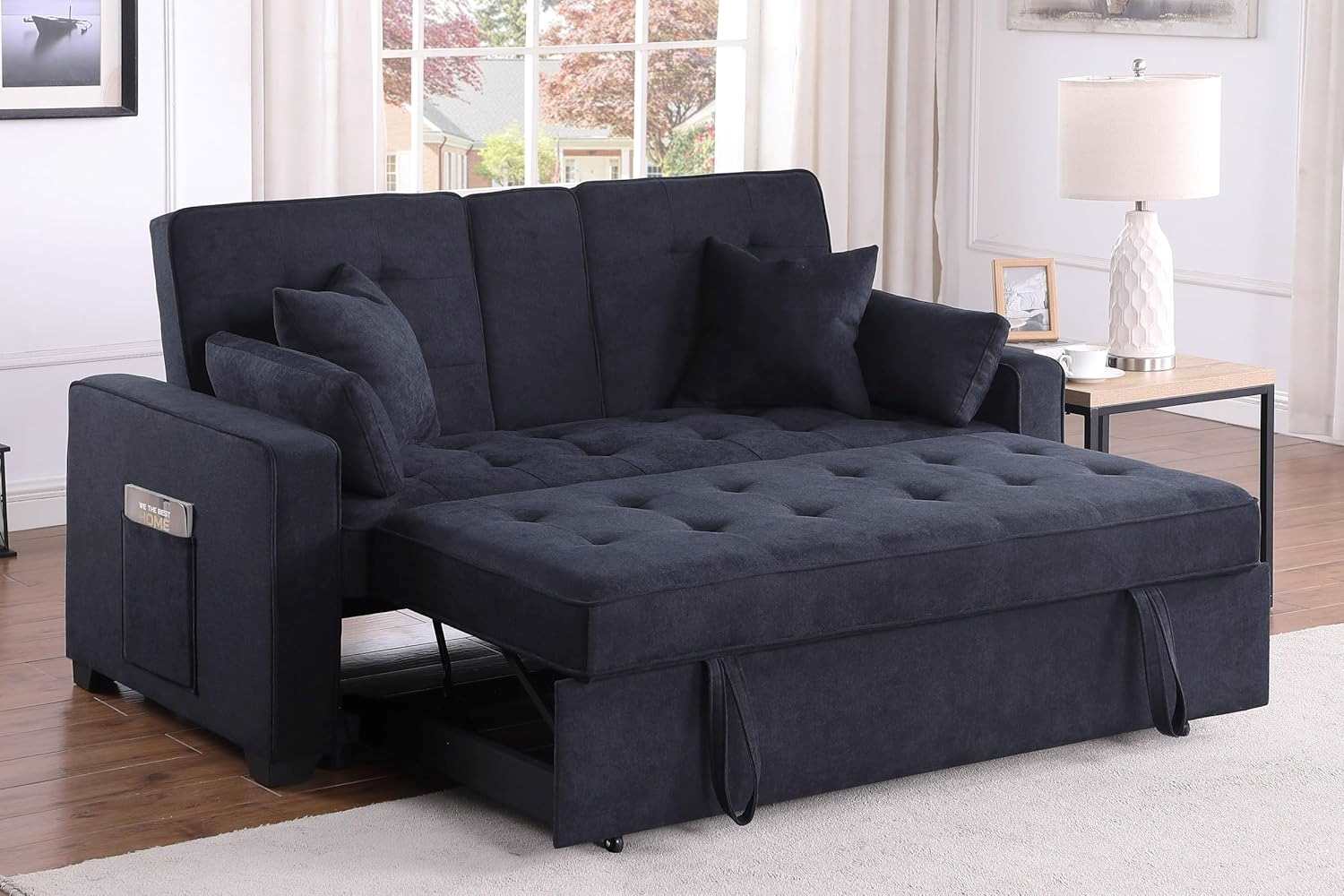 Chase Dark Grey Pull Out Sofa Bed With USB Ports & Cup Holders