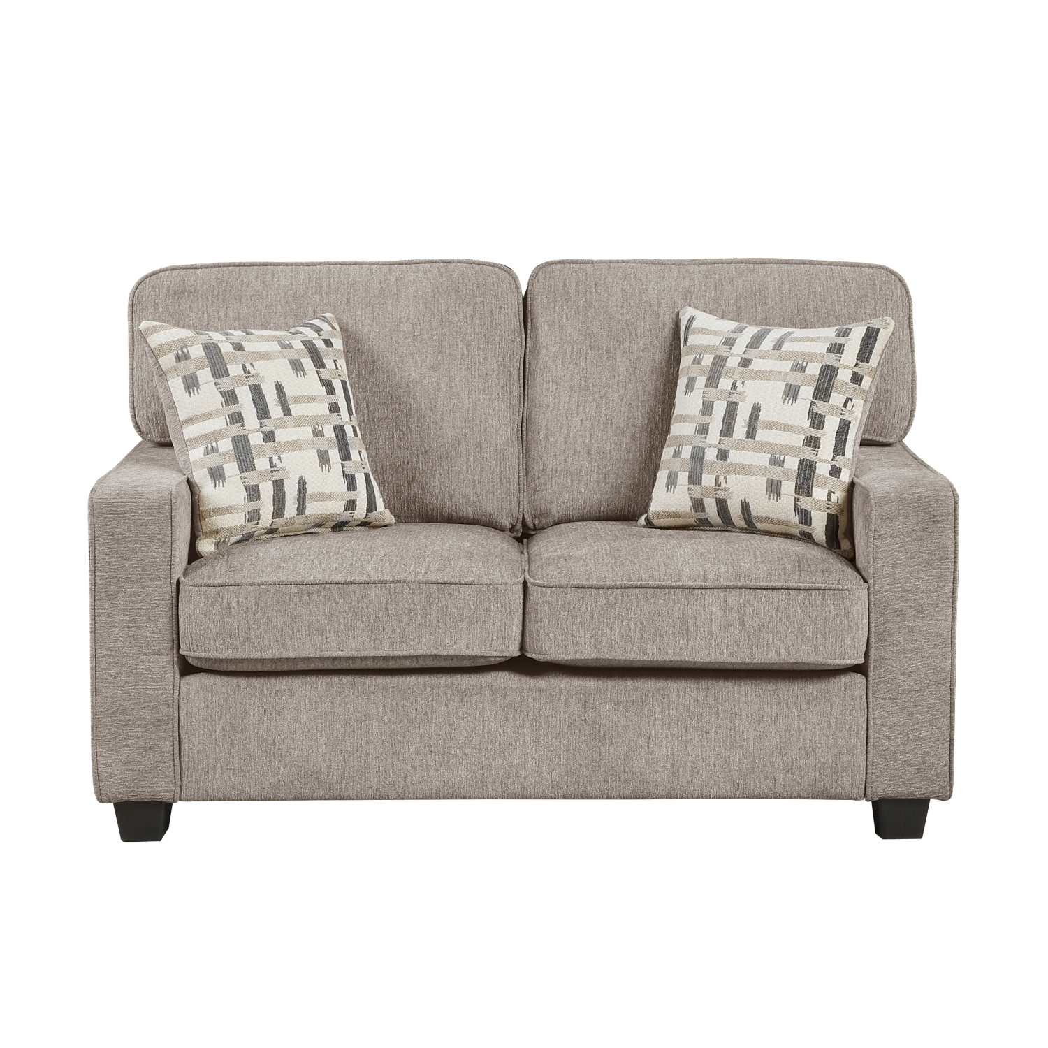 Chenille Taupe Fabric Sofa Set with 4 Decorative Pillows 9748