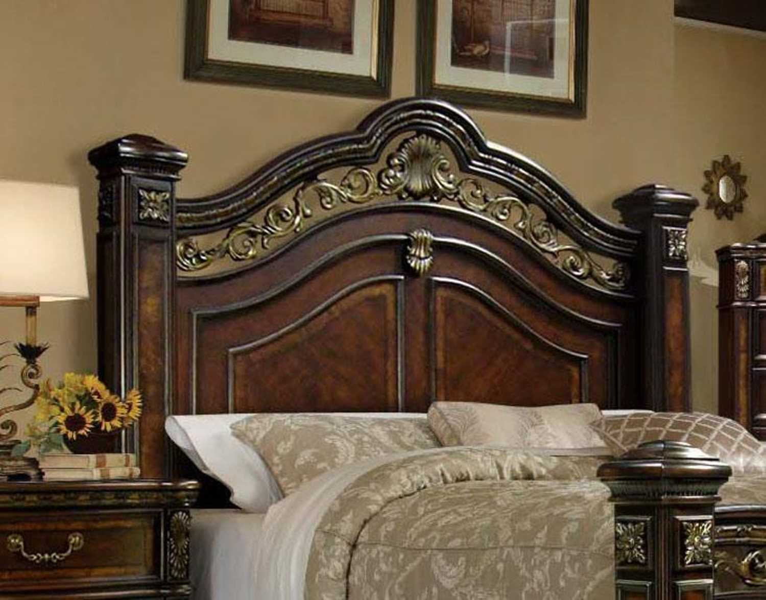 Cherry Brown Finish Poster Bedroom Collection 163
