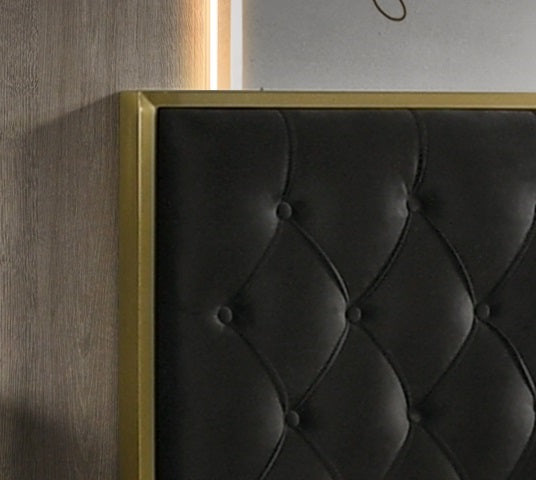 Chloe Black Velvet Bedroom Set With Tufted Headboard IF-100