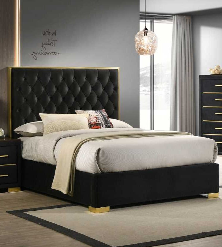 Chloe Black Velvet Bedroom Set With Tufted Headboard IF-100