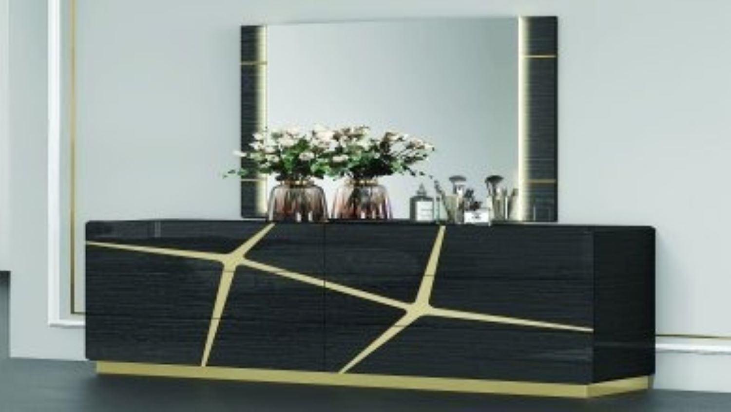 Chole Hydraulic Storage Lacquer Bedroom Set With Upholstered Headboard 1681