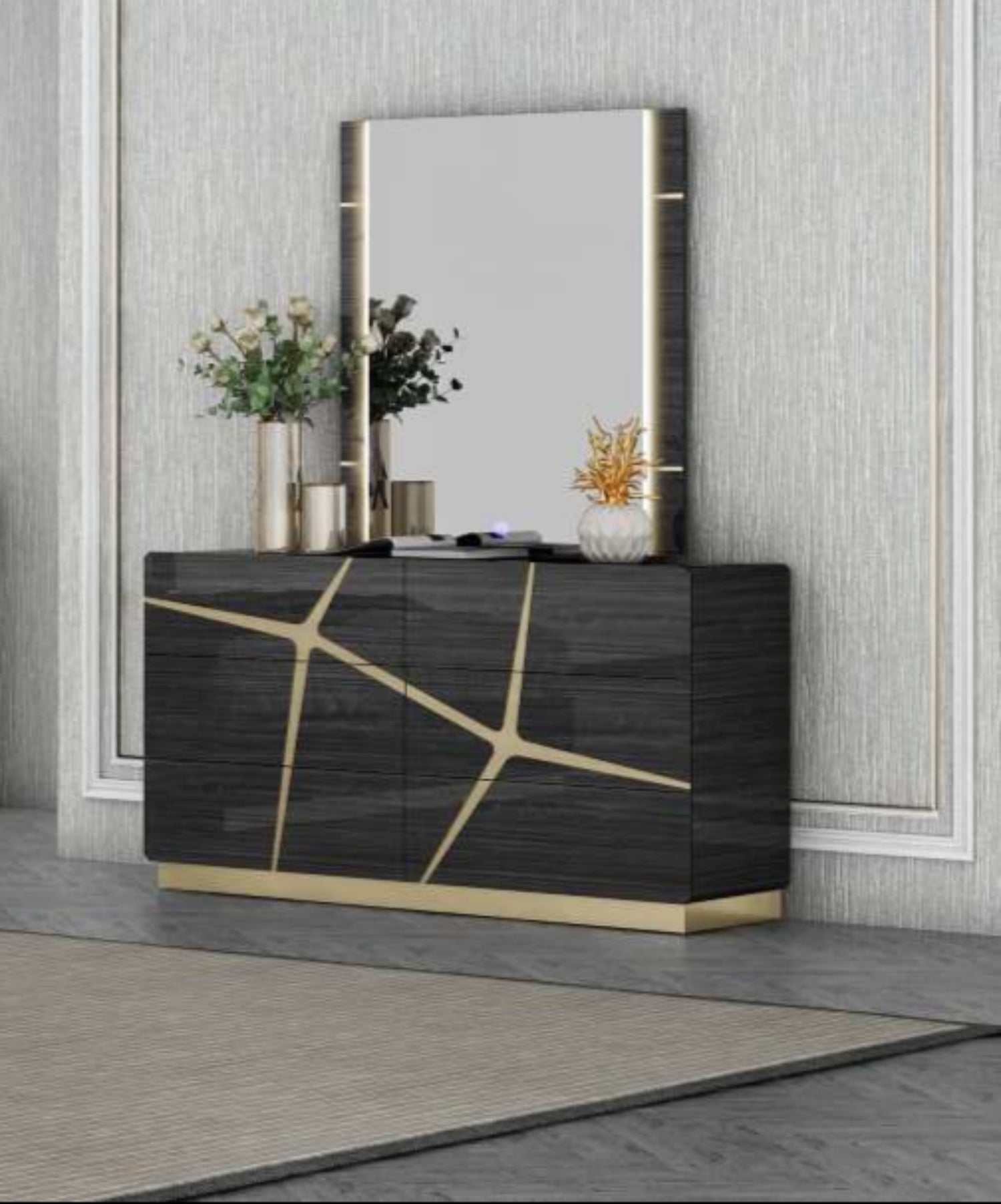 Chole Hydraulic Storage Lacquer Bedroom Set With Upholstered Headboard 1681