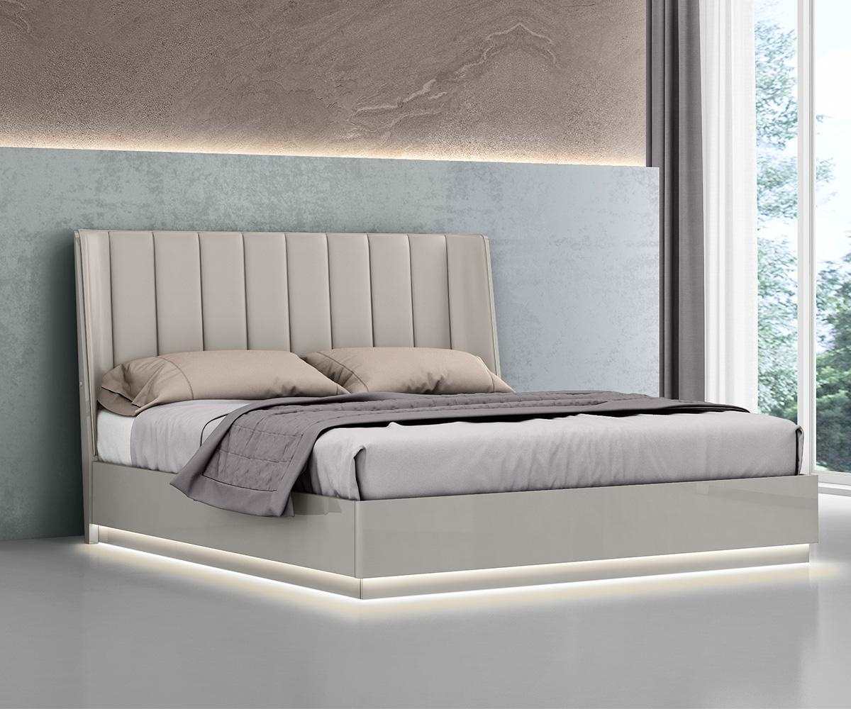 Chrisley Lacquer Bed With LED Light Grey SB39