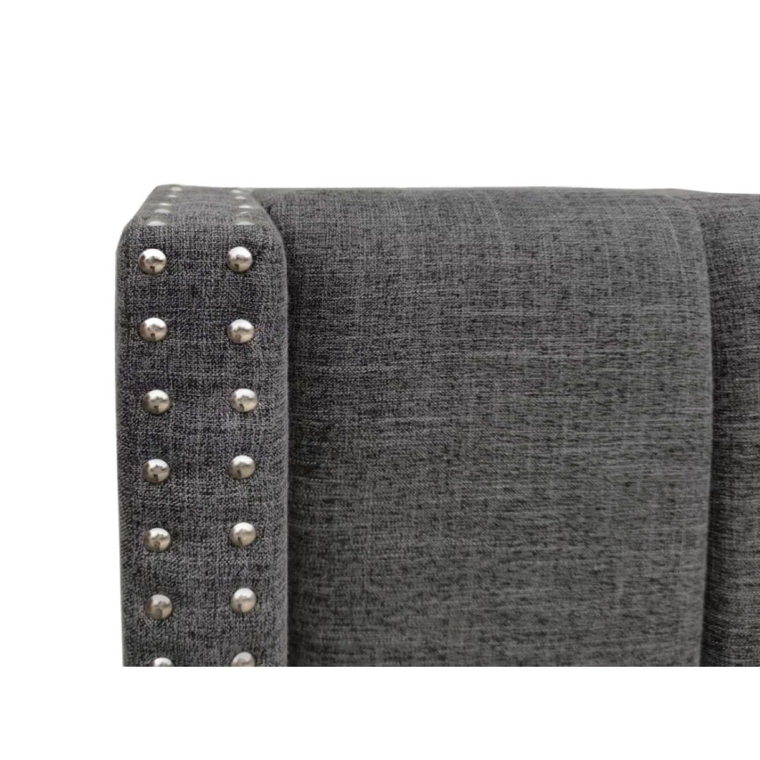 Clara Dark Grey Linen Fabric Bed with Channel Tufted Headboard 5831