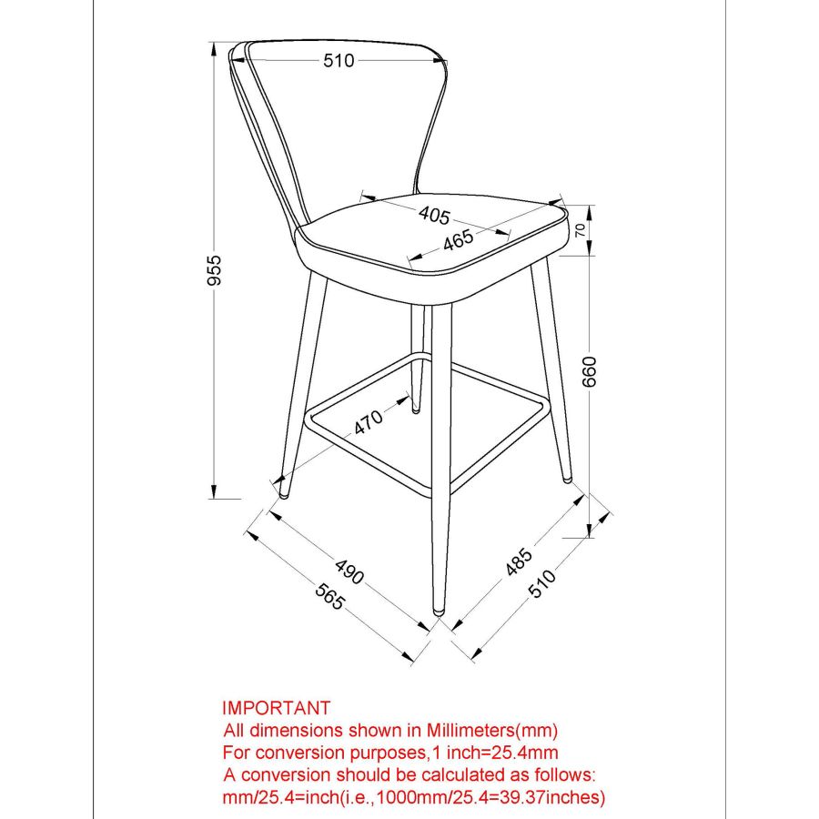 Clover 26" Counter Stool, Set of 2, in Black Faux Leather and Black 203-787