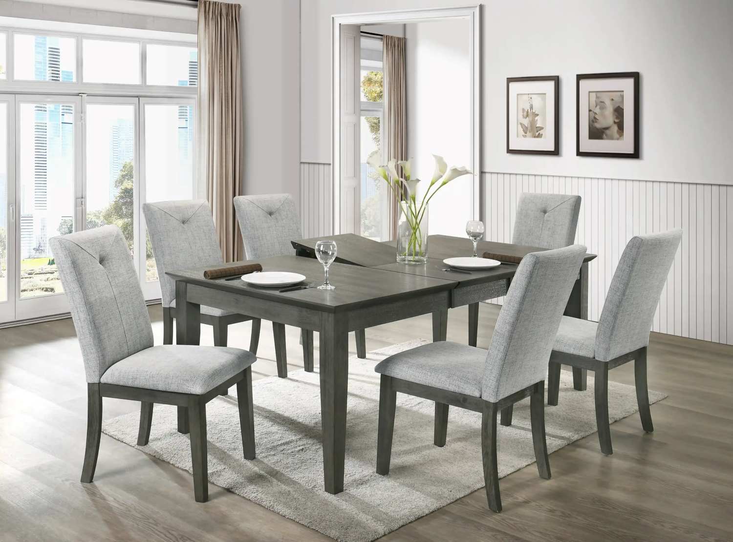 Coast Butterfly Leaf Dining Table With 6 Chairs Grey