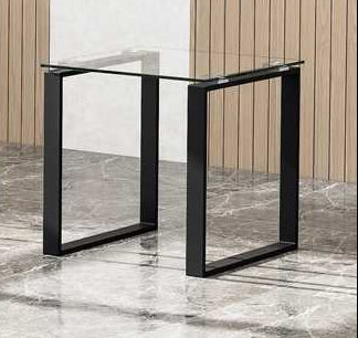 Glass End Table With Black Metal Legs 5014