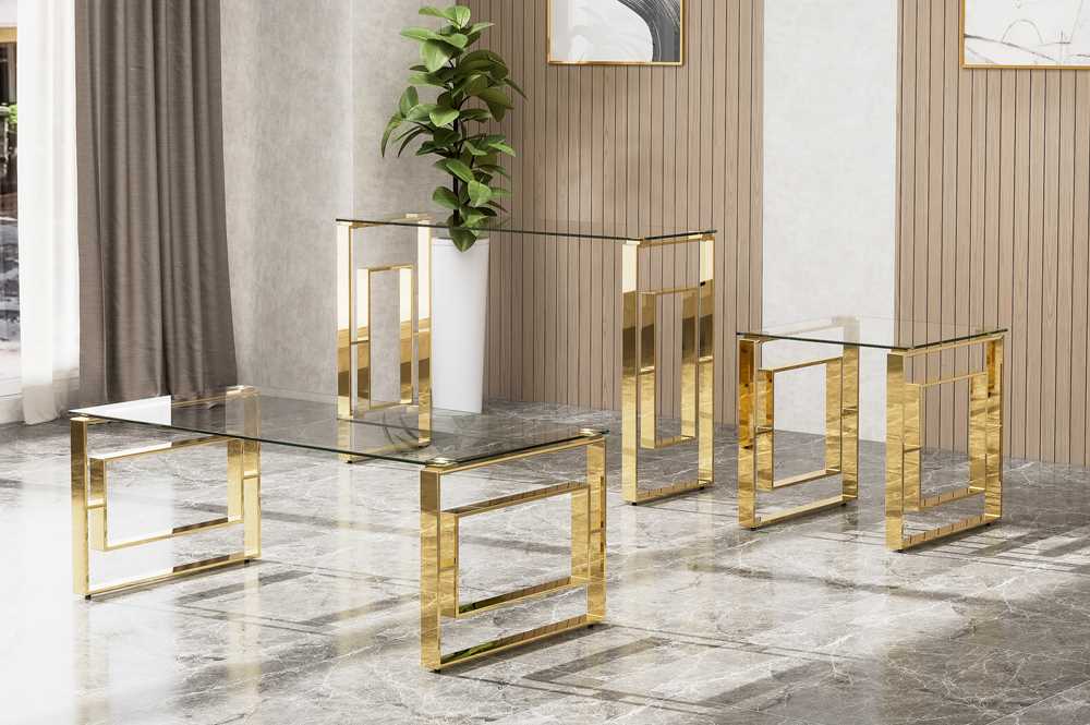Glass Sofa Table With Gold Legs 5017
