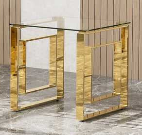 Glass End Table With Gold Legs 5017