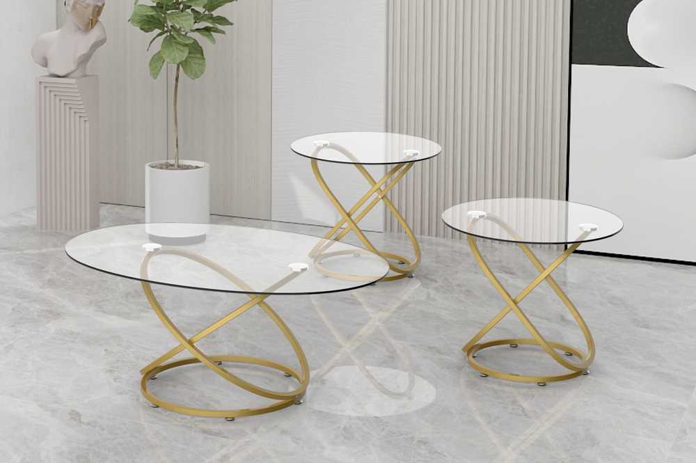 Glass End Table With Gold Legs 5019