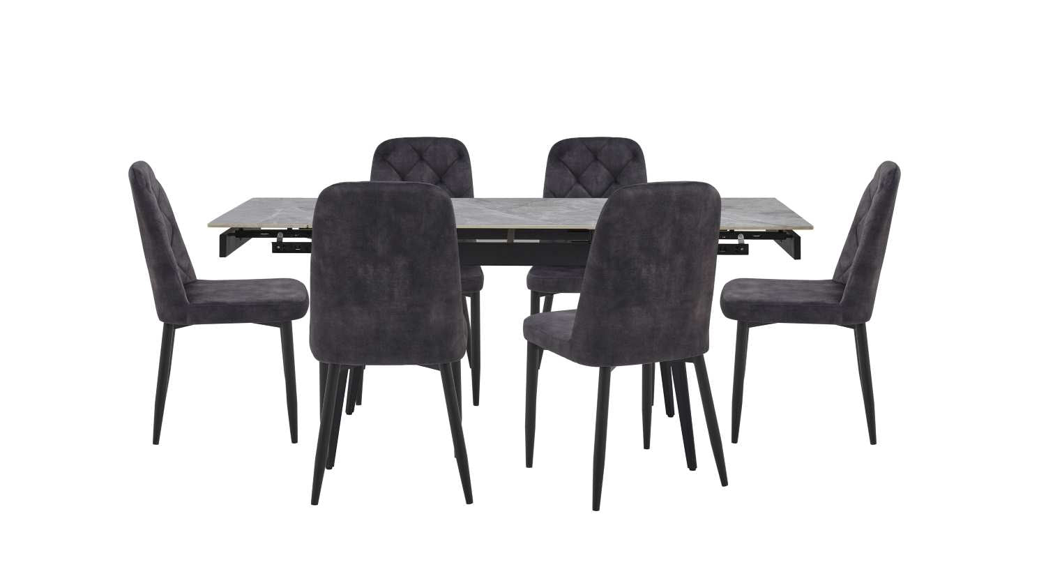 Colette Sintered Stone Dining Set Grey 5948
