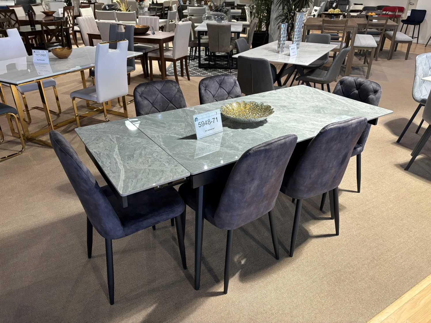 Colette Sintered Stone Dining Set Grey 5948