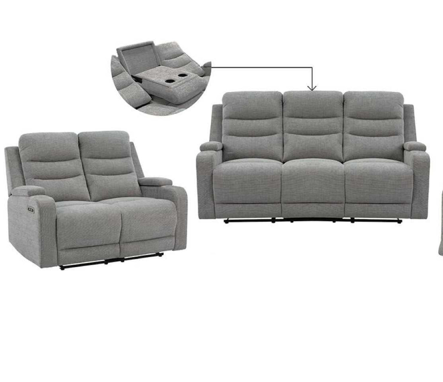 Collin Grey Fabric Power Recliner Sofa Set 2918