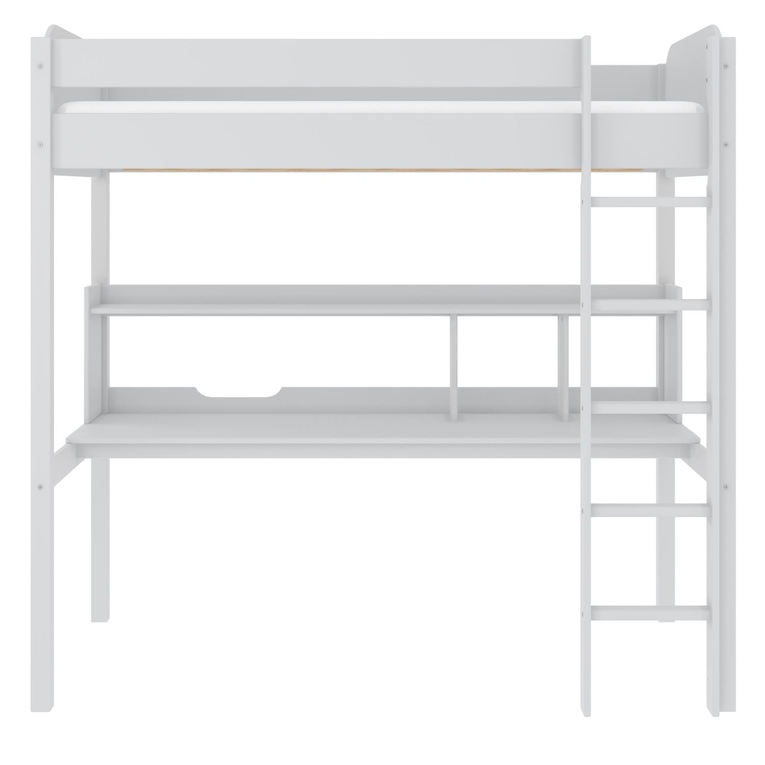 Coney Wooden Twin Loft Bed with Desk Bunk Bed White 2003