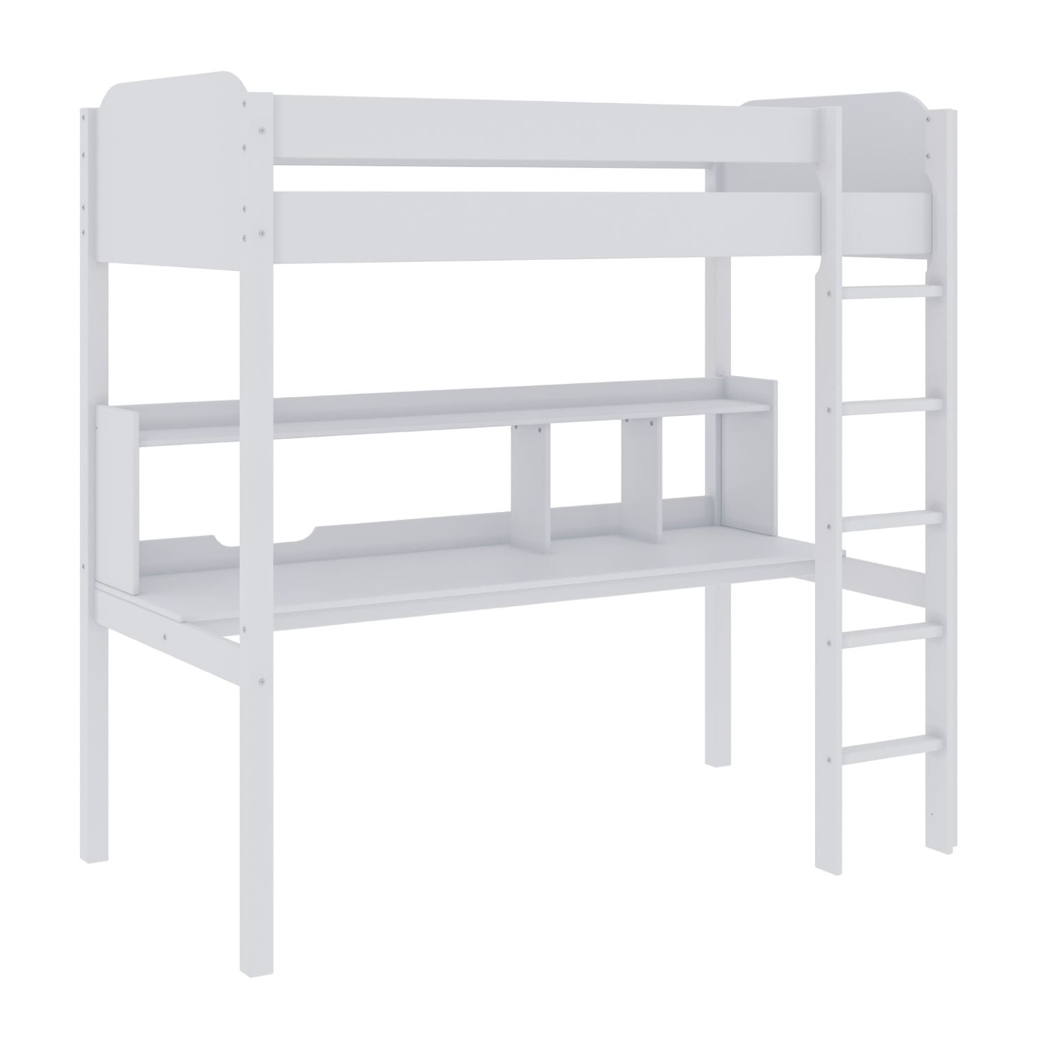 Coney Wooden Twin Loft Bed with Desk Bunk Bed White 2003