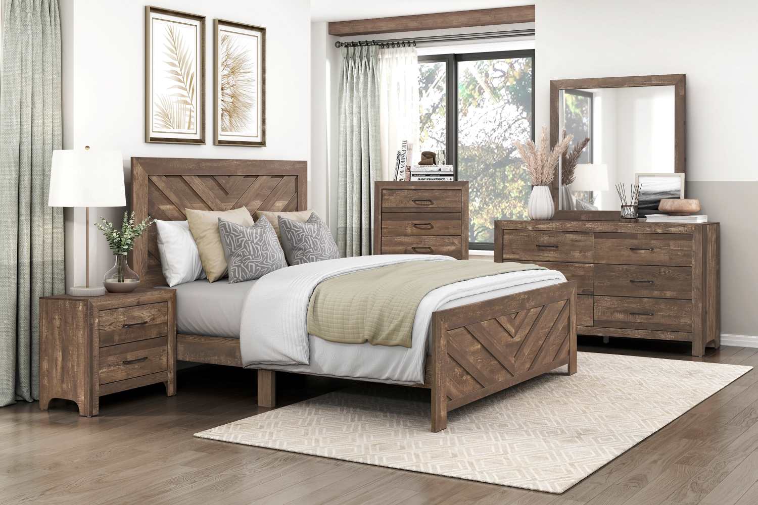Corbin 6PC Bedroom Set Rustic Brown 1534NP