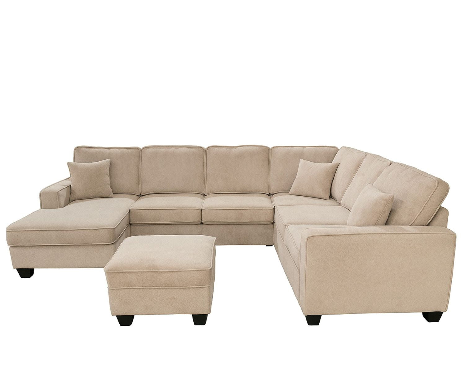 Corbin Toscana Grey Fabric Sectional with Ottoman & Built-in USB 60045