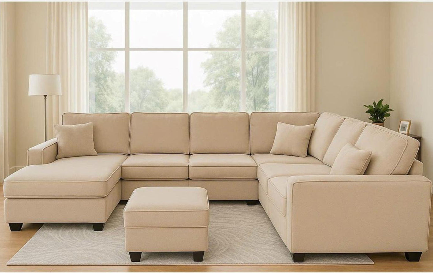 Corbin Toscana Grey Fabric Sectional with Ottoman & Built-in USB 60045
