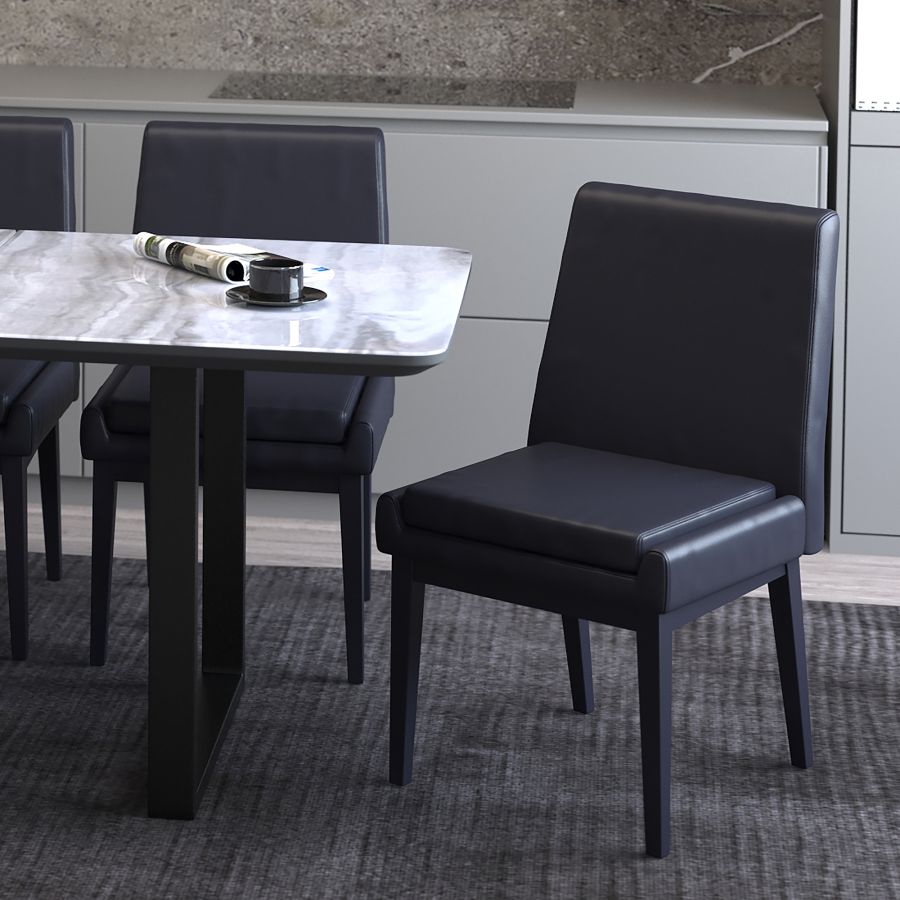 Cortez Dining Chair, Set of 2, in Black Faux Leather and Black  202-081