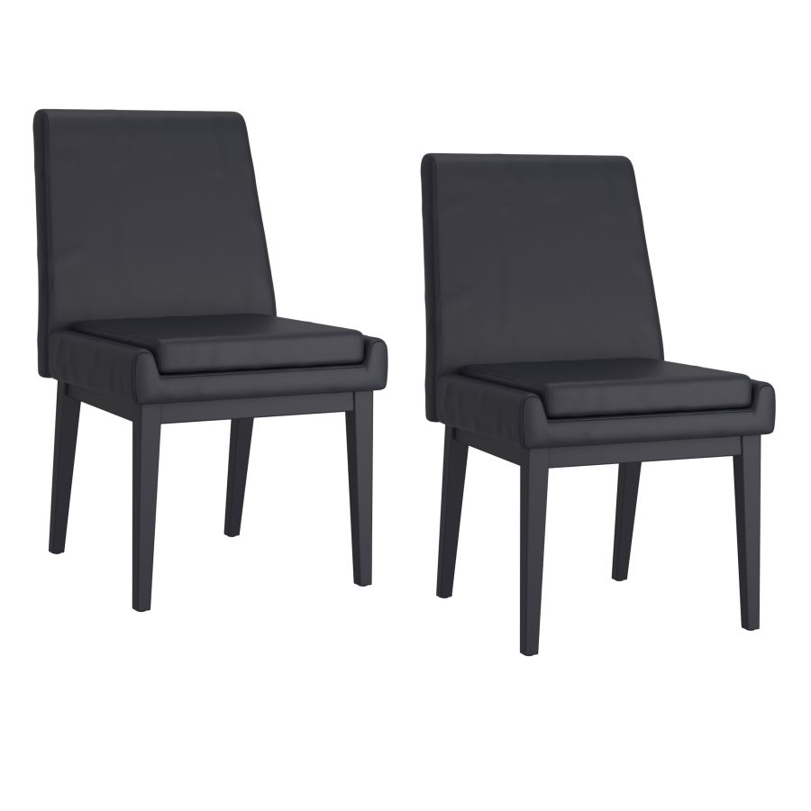 Cortez Dining Chair, Set of 2, in Black Faux Leather and Black  202-081