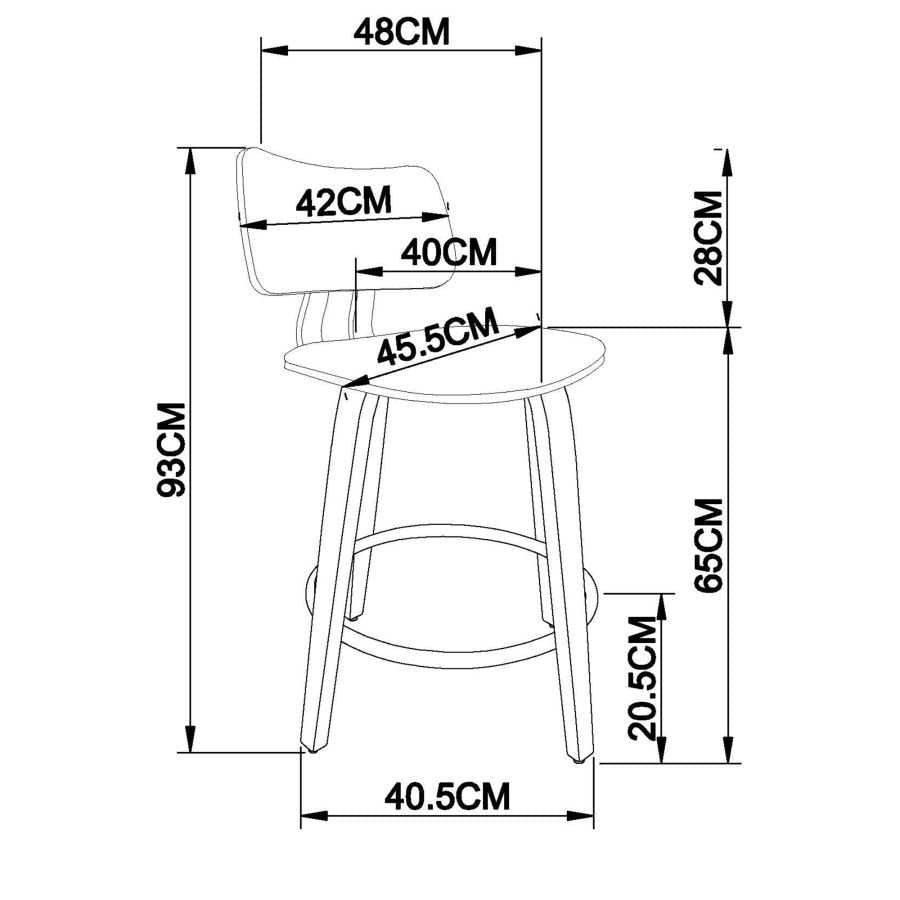 Zuni 26" Counter Stool with Swivel in Black Faux Leather and Walnut 203-581PUBK