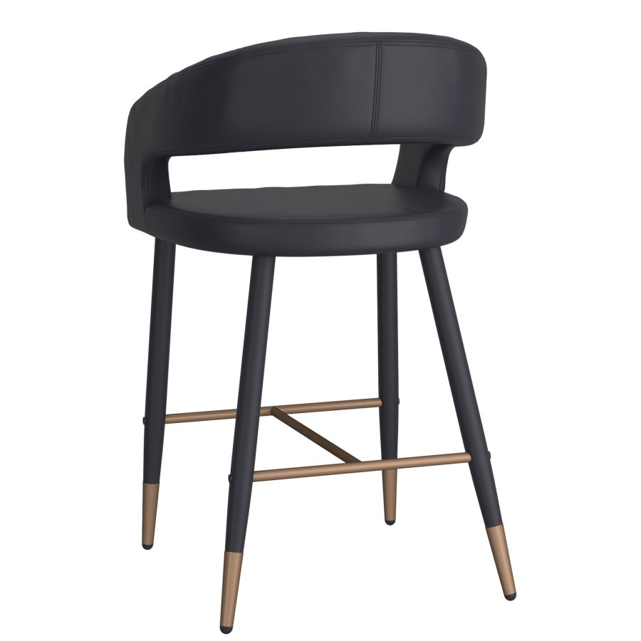 Crimson 26" Counter Stool, Set of 2, in Black and Aged Gold 203-096