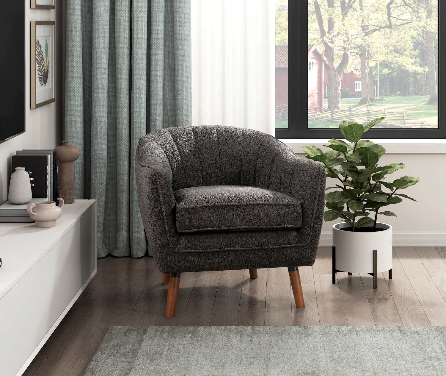 Cutler Charcoal Fabric Accent Chair 1081
