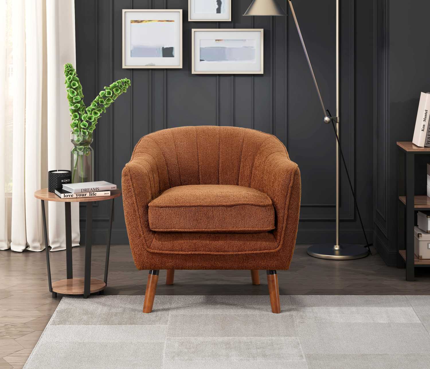 Cutler Rust Fabric Accent Chair 1081