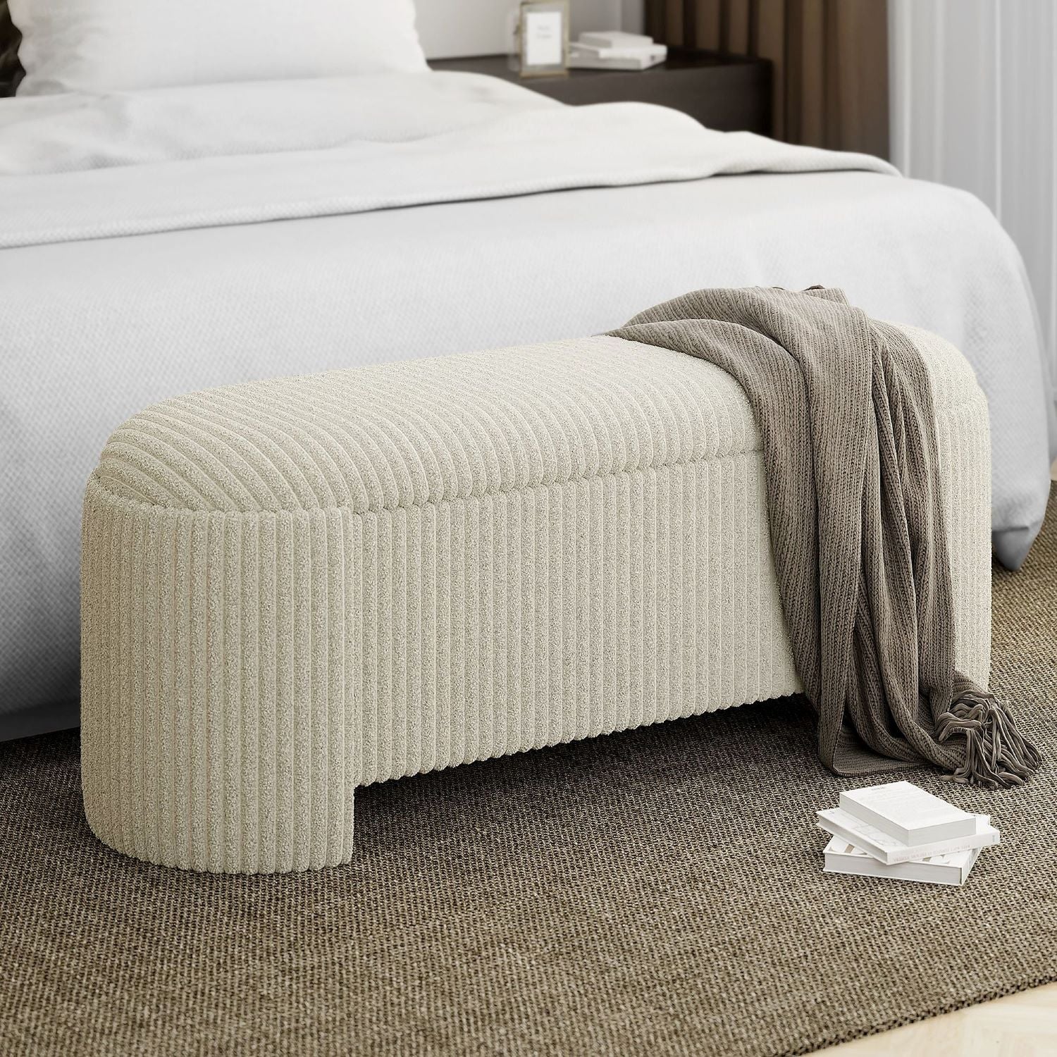 Cybil Storage Ottoman in Ivory Fabric 402-901IV
