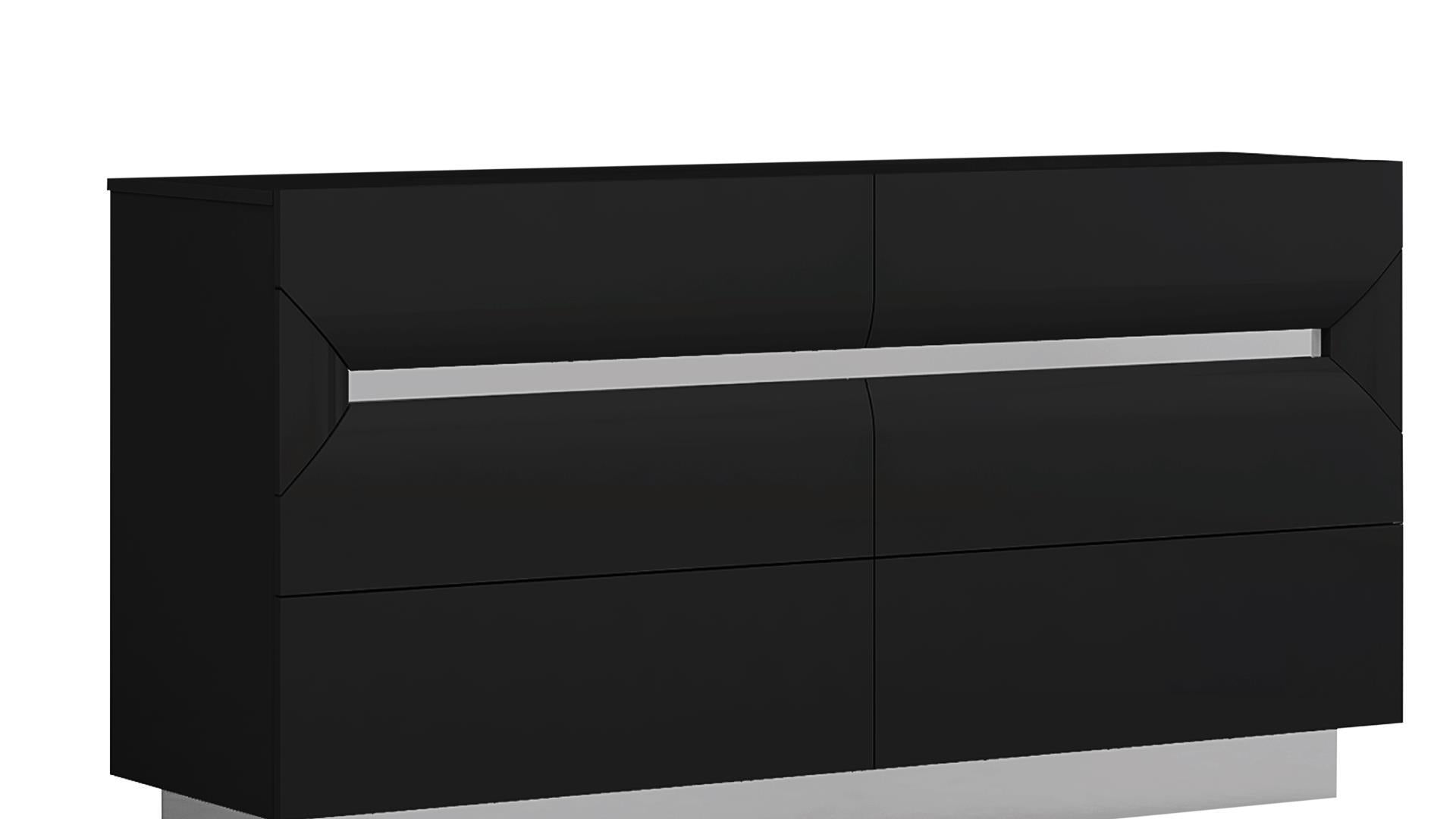 Cypress Black Lacquer Bedroom Set With Chrome Finish 1071