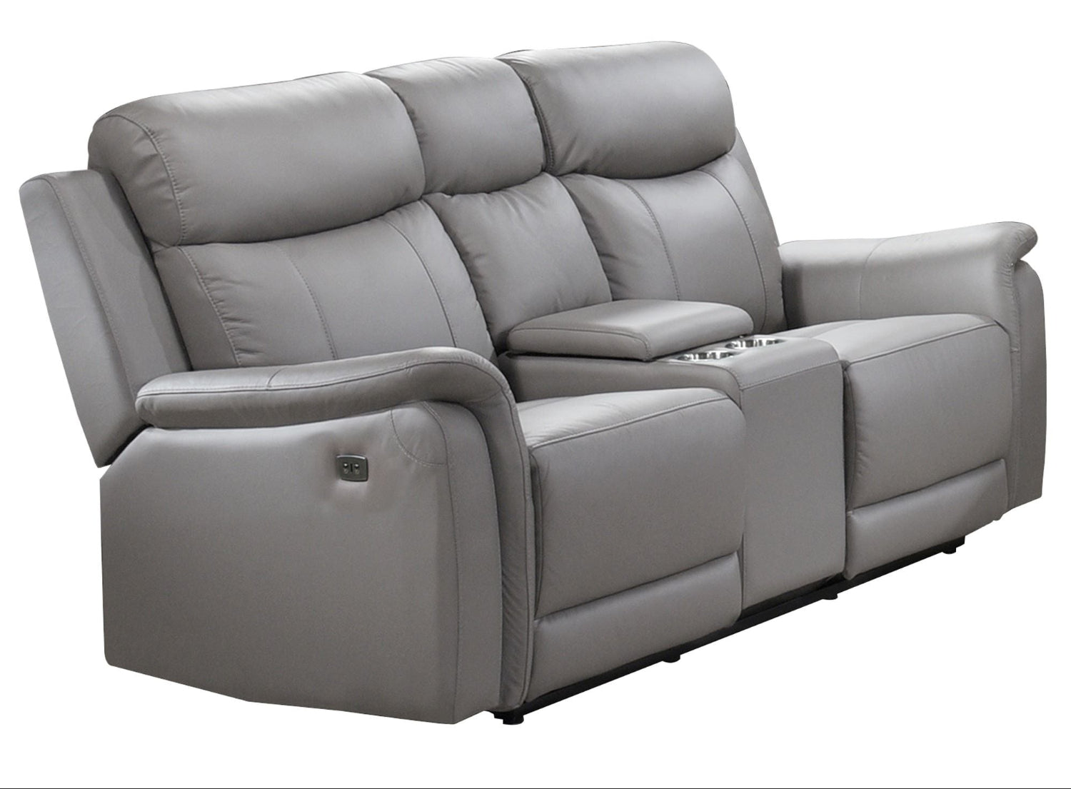 Cyrus Top Grain Leather Power Reclining Sofa Set Light Grey 99840